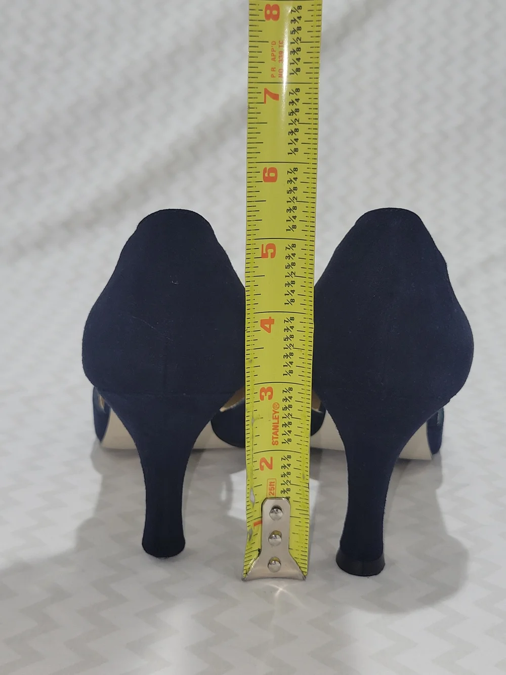 Nina Navy Suede Pointed-Toe Tie Heels